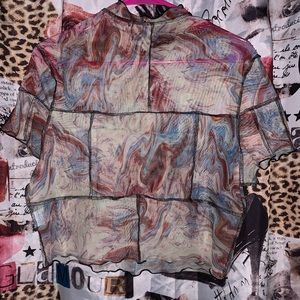 Cool print mesh crop top
